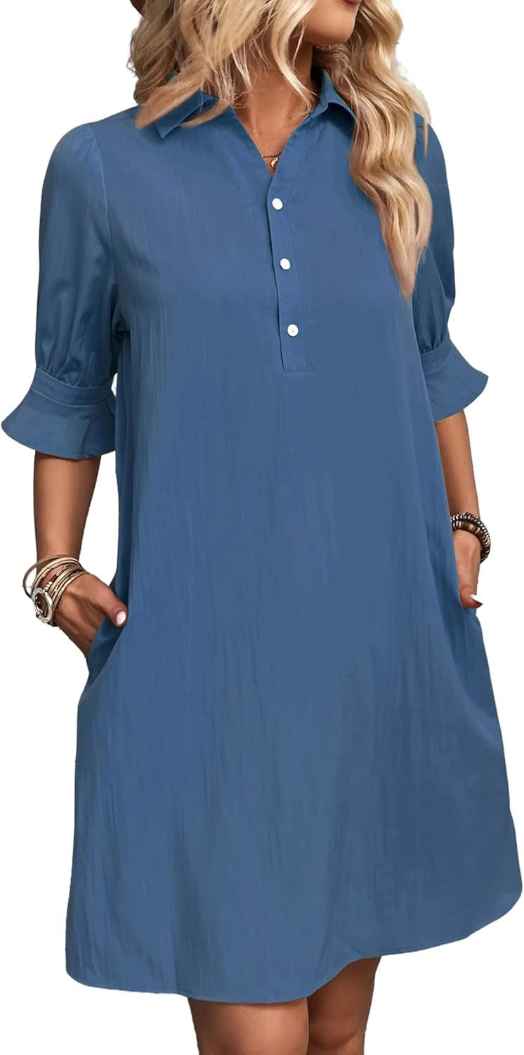 Nori | Women's Cotton Half-Button Flared Sleeve Mini Dress Carol & Margaret Wilmington