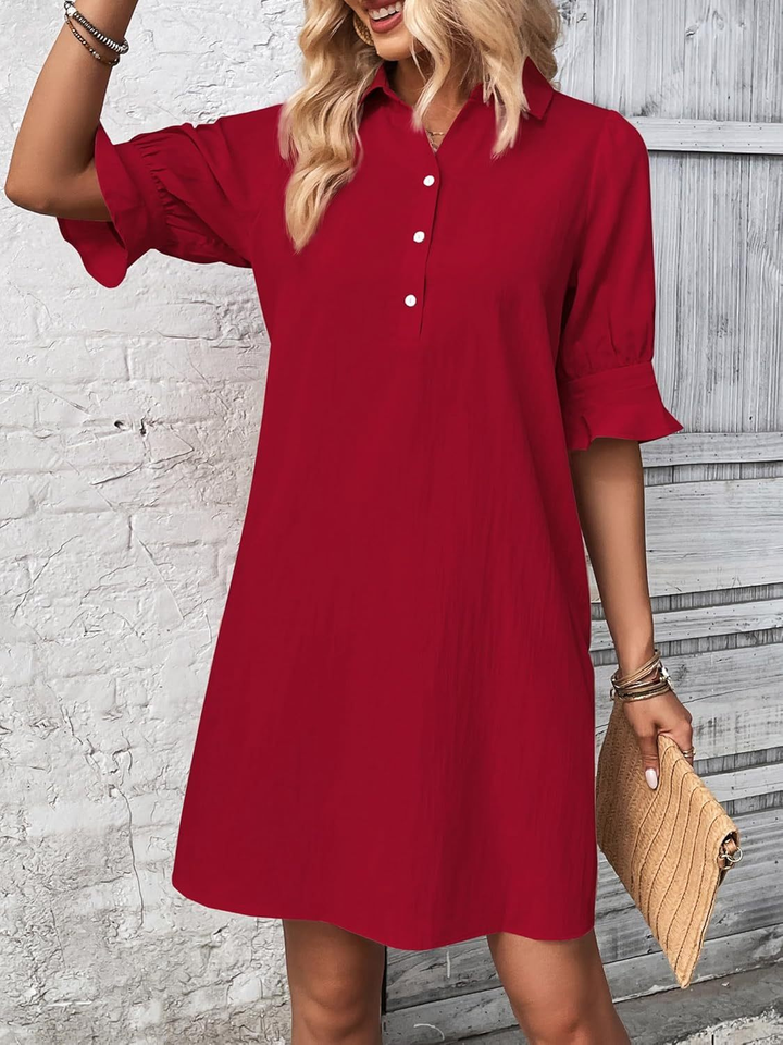 Nori | Women's Cotton Half-Button Flared Sleeve Mini Dress Carol & Margaret Wilmington