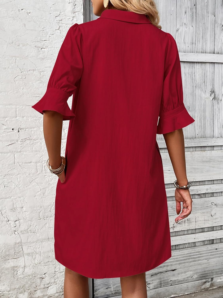 Nori | Women's Cotton Half-Button Flared Sleeve Mini Dress Carol & Margaret Wilmington