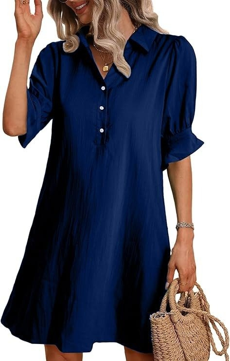 Nori | Women's Cotton Half-Button Flared Sleeve Mini Dress Carol & Margaret Wilmington