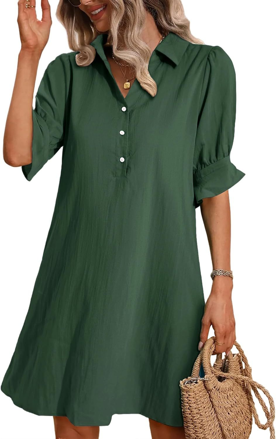 Nori | Women's Cotton Half-Button Flared Sleeve Mini Dress Carol & Margaret Wilmington