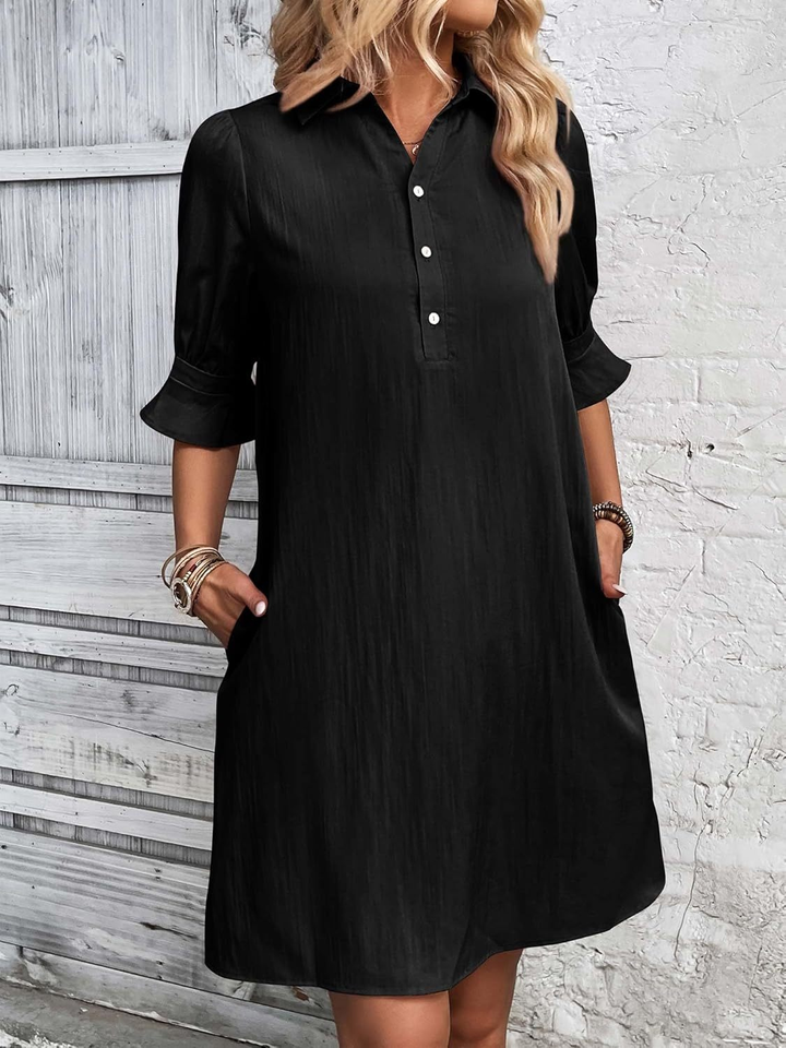 Nori | Women's Cotton Half-Button Flared Sleeve Mini Dress Carol & Margaret Wilmington