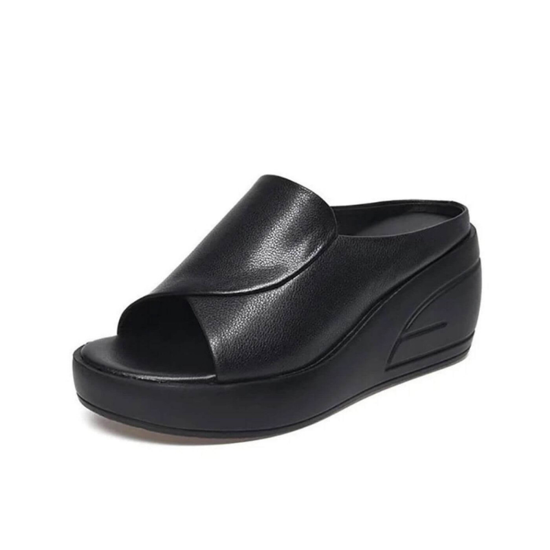 Nori | Women's Leather Open Toe Platform Wedge Slide Sandals Carol & Margaret Wilmington