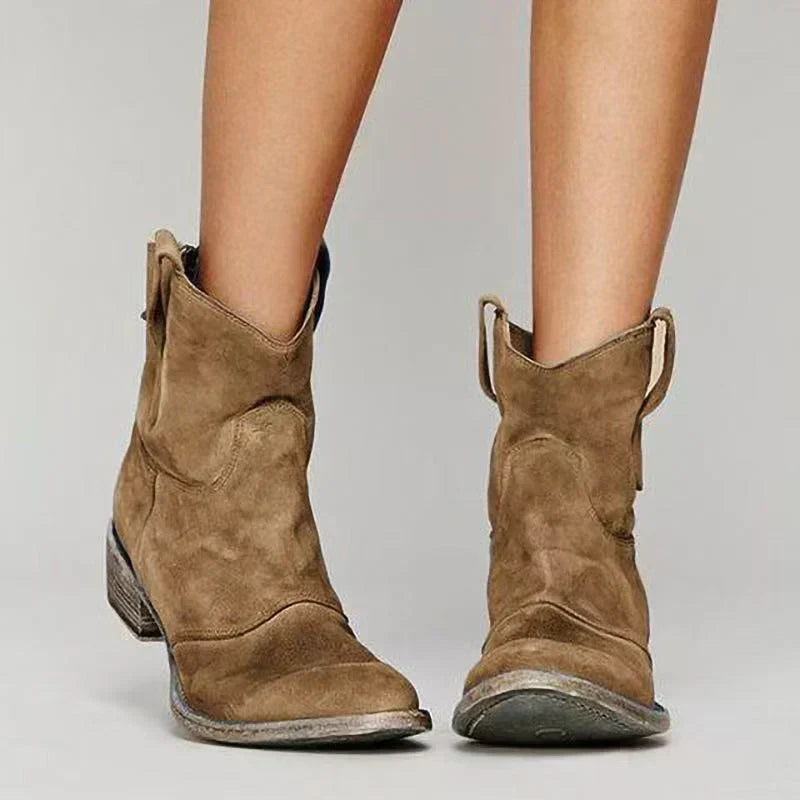 Women's cowboy ankle boots with pointed Western toe