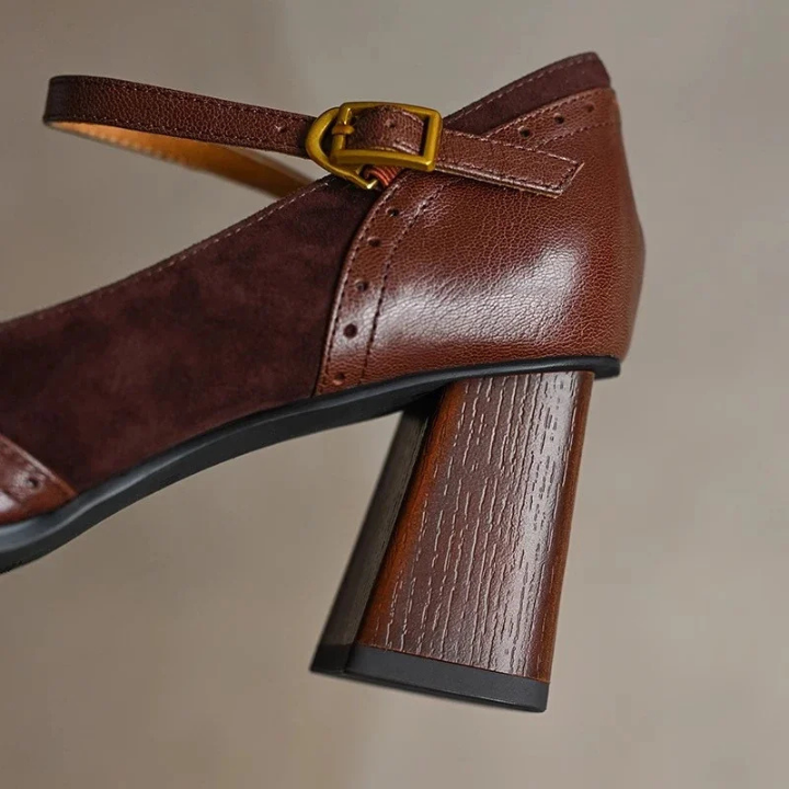 Odette | Women's Suede Square-Toe Mary Jane Chunky Heels Carol & Margaret Wilmington