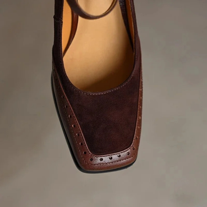 Odette | Women's Suede Square-Toe Mary Jane Chunky Heels Carol & Margaret Wilmington