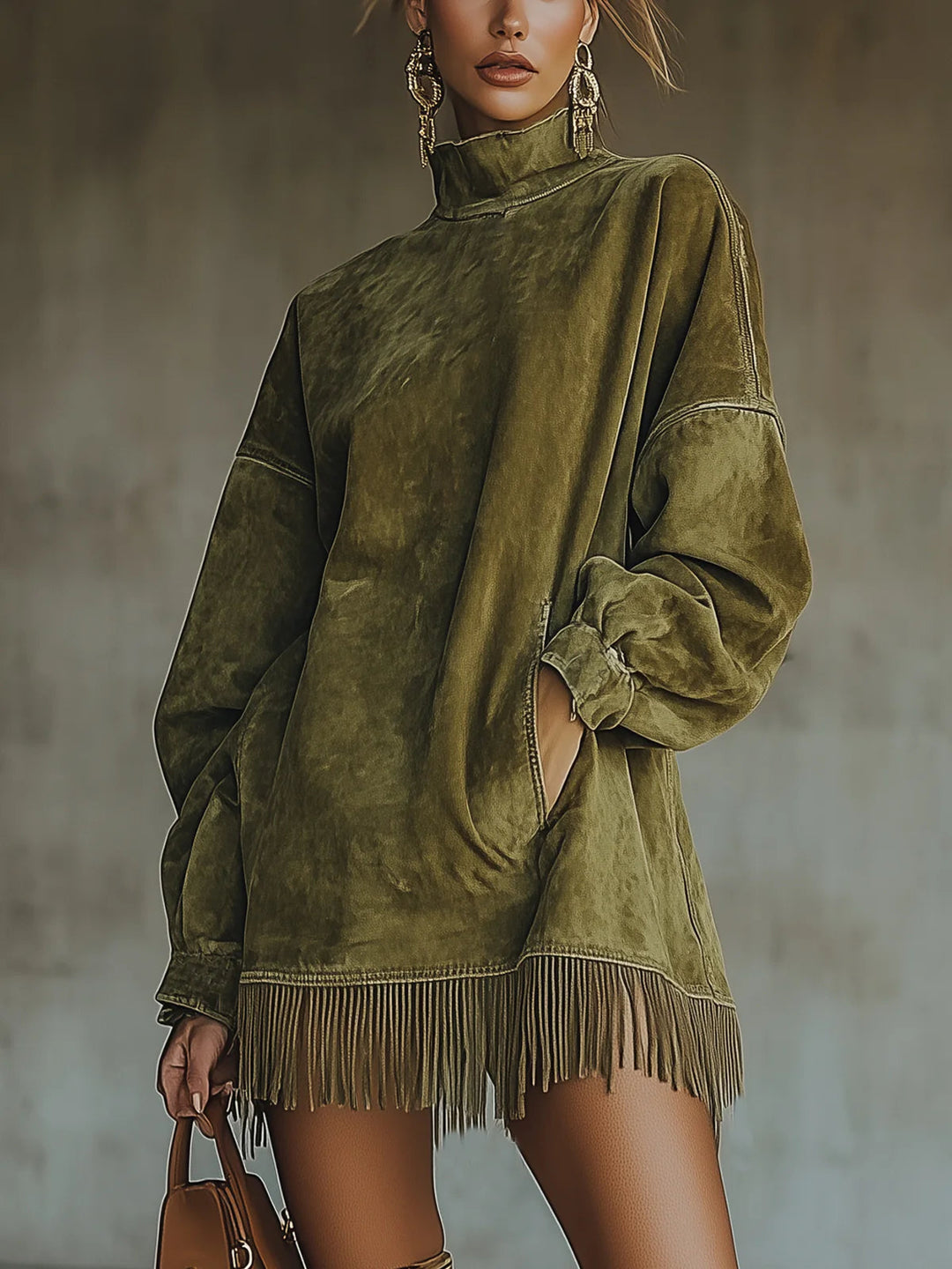 C&M® | Suede Fringe Turtleneck Dress Carol & Margaret Wilmington