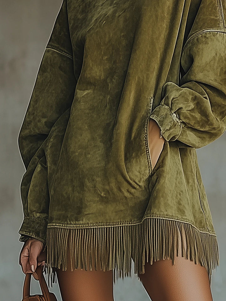 C&M® | Suede Fringe Turtleneck Dress Carol & Margaret Wilmington