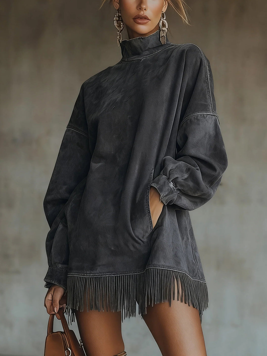 C&M® | Suede Fringe Turtleneck Dress Carol & Margaret Wilmington