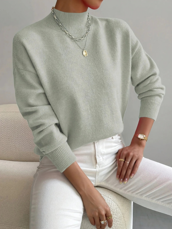 Stasia | Women's Mock-Neck Ribbed Long-Sleeve Sweater