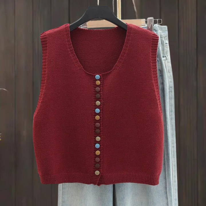 C&M®| COLOR-BUTTON KNIT VEST Carol & Margaret Wilmington