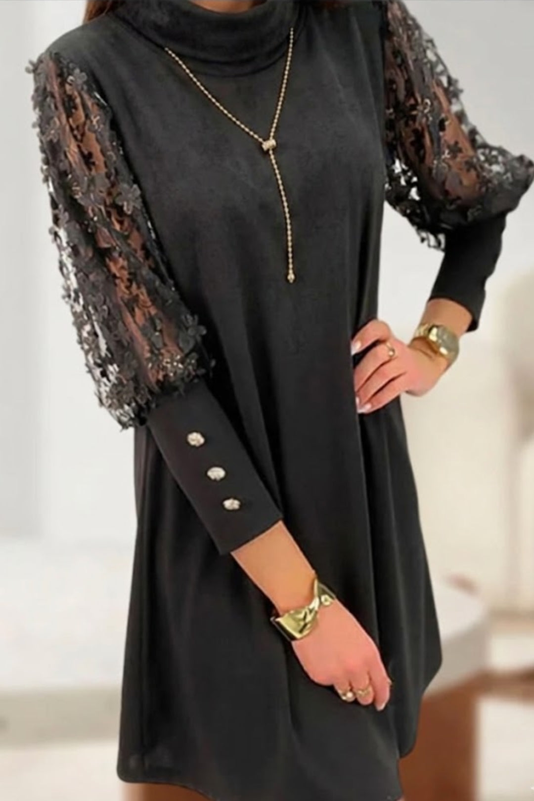 Kathrine | Women's Sheer Sleeve Mini Dress