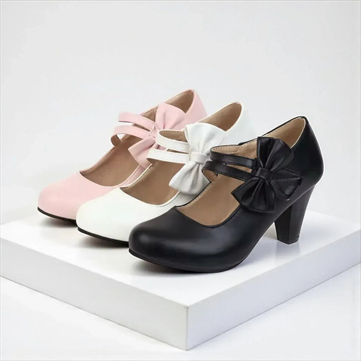 Jolanthe | Women's Bow Block-Heel Strappy Mary-Jane Pumps