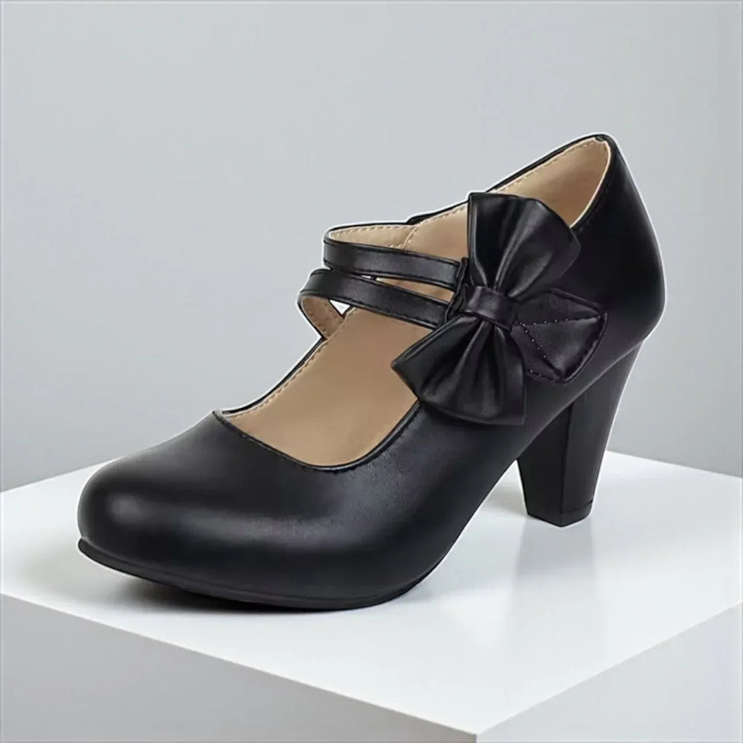 Jolanthe | Women's Bow Block-Heel Strappy Mary-Jane Pumps