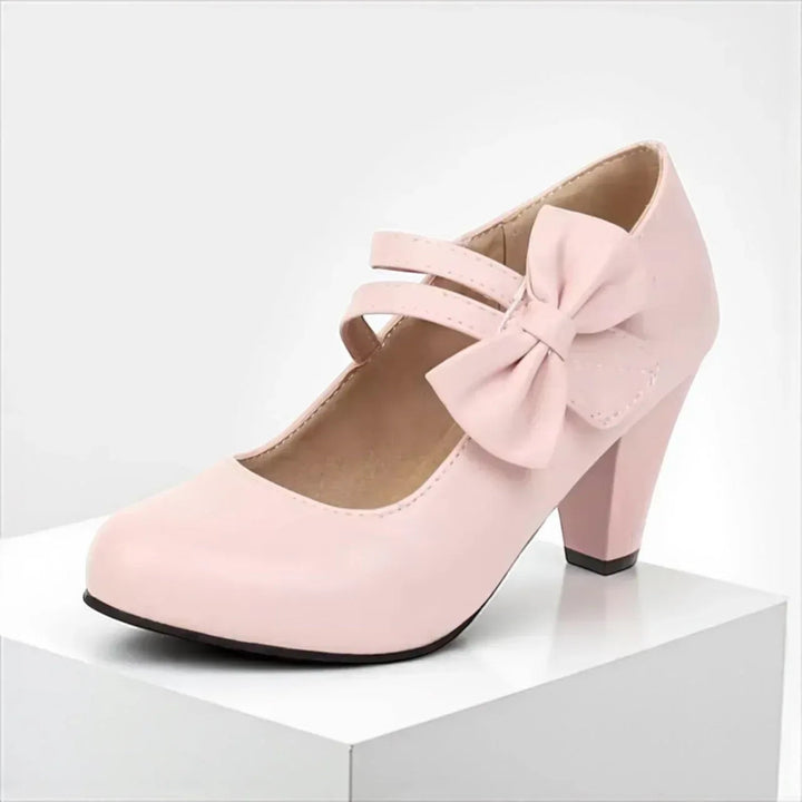 Jolanthe | Women's Bow Block-Heel Strappy Mary-Jane Pumps