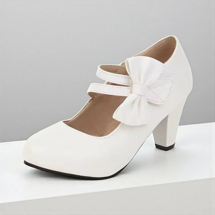 Jolanthe | Women's Bow Block-Heel Strappy Mary-Jane Pumps