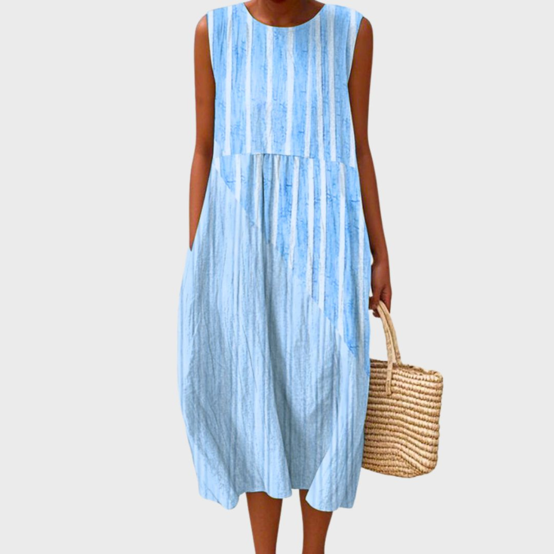 Pippa | Women's Casual Linen Plaid Sleeveless Midi Dress Pippa | Women's Casual Linen Plaid Sleeveless Midi Dress