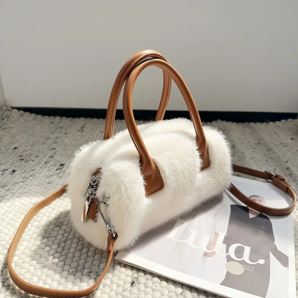 Pixie | Women's Faux Fur Leather-Trim Top Handle Crossbody Bag Carol & Margaret Wilmington