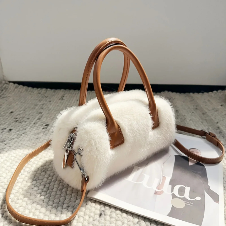 Pixie | Women's Faux Fur Leather-Trim Top Handle Crossbody Bag Carol & Margaret Wilmington