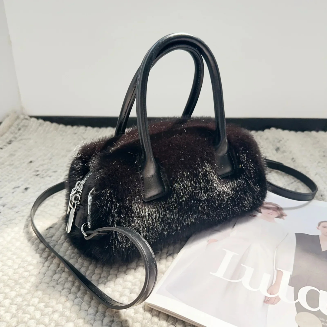 Pixie | Women's Faux Fur Leather-Trim Top Handle Crossbody Bag Carol & Margaret Wilmington