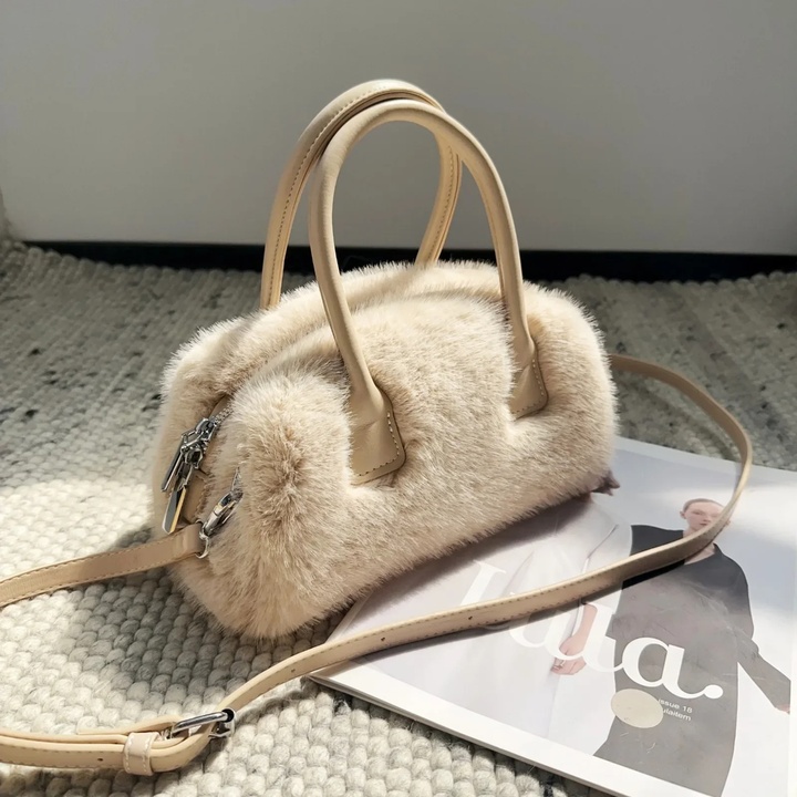 Pixie | Women's Faux Fur Leather-Trim Top Handle Crossbody Bag Carol & Margaret Wilmington