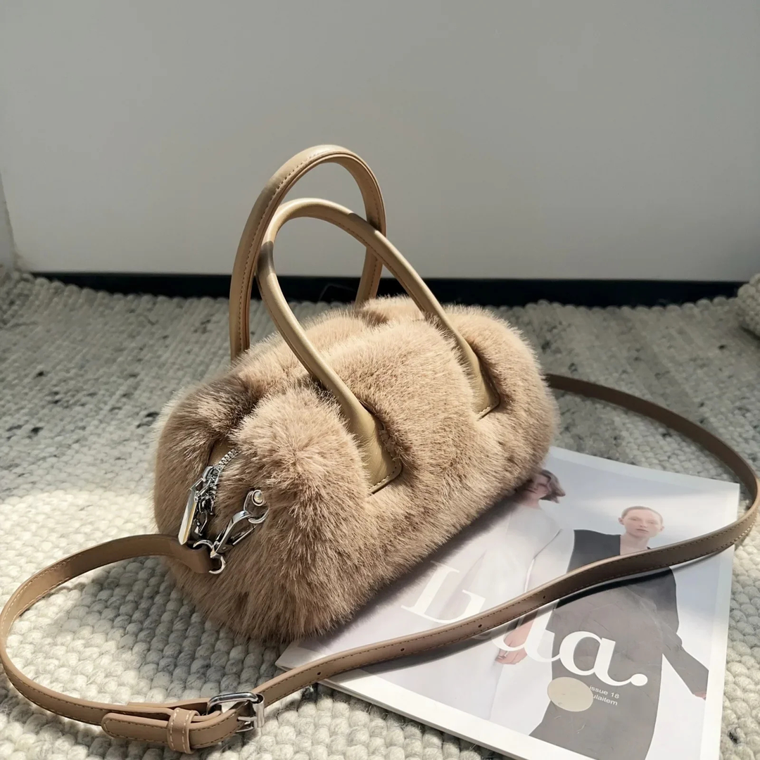 Pixie | Women's Faux Fur Leather-Trim Top Handle Crossbody Bag Carol & Margaret Wilmington