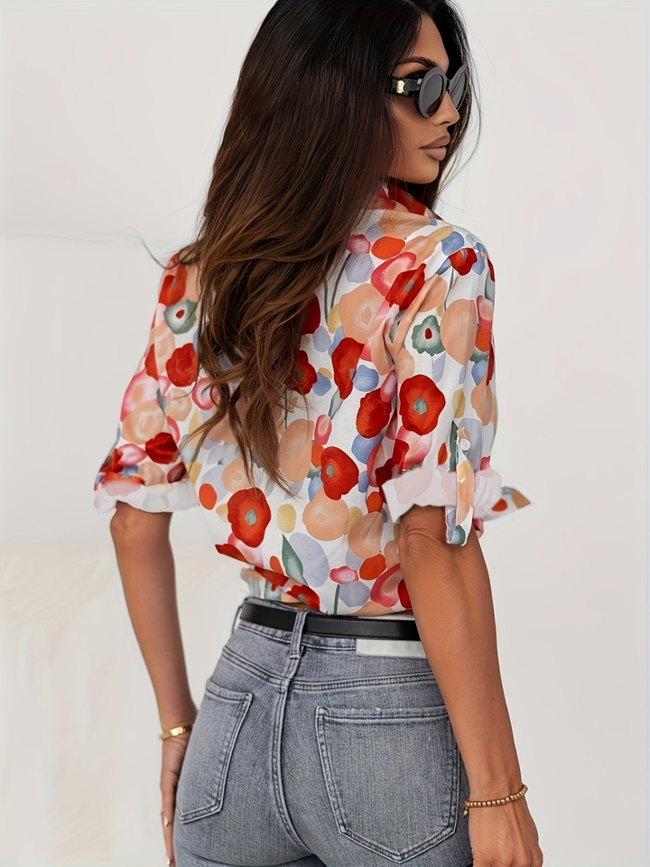 Poppy | Women's Linen Bold Floral Collared Button-Down Carol & Margaret Wilmington