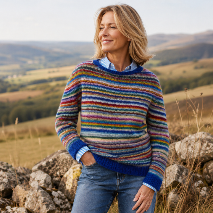 Naya | Women's Striped Knit Crew Neck Sweater