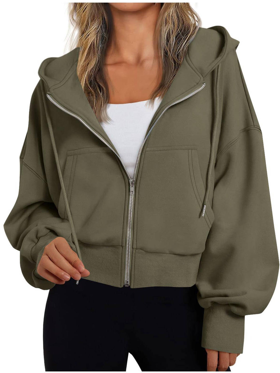 Oaklyn | Women's Cropped Zip Up Hoodie