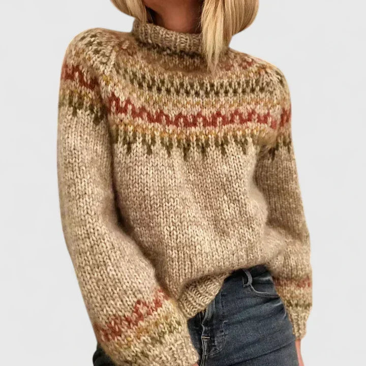 Philomene | Women's Fair-Isle Turtleneck Long-Sleeve Oversized Sweater