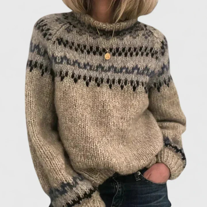 Philomene | Women's Fair-Isle Turtleneck Long-Sleeve Oversized Sweater