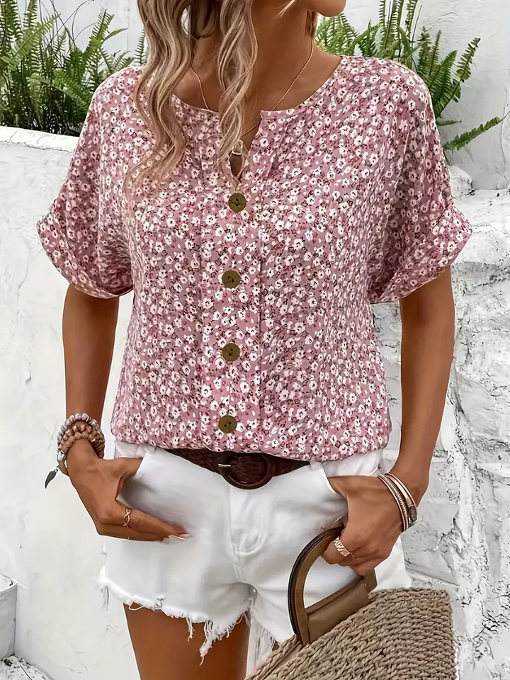 Remi | Women's Cotton Ditsy Floral Button-Front Blouse Carol & Margaret Wilmington