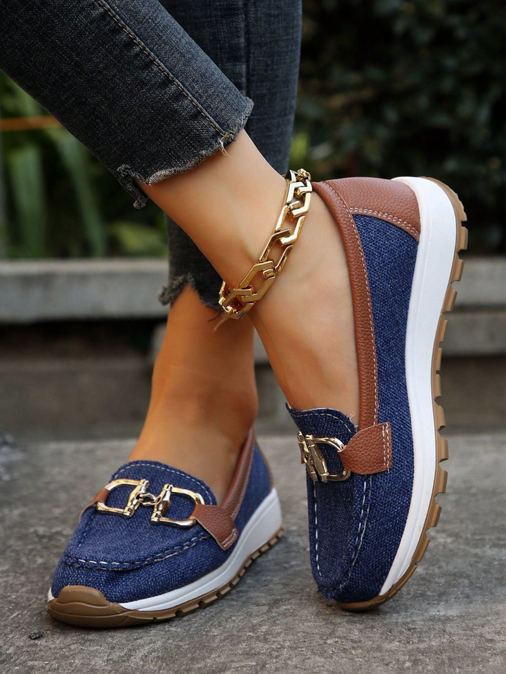Remi | Women's Suede Chain Detail Platform Slip-On Loafers Carol & Margaret Wilmington