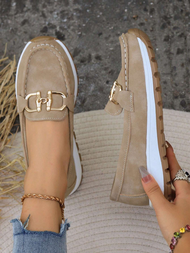 Remi | Women's Suede Chain Detail Platform Slip-On Loafers Carol & Margaret Wilmington