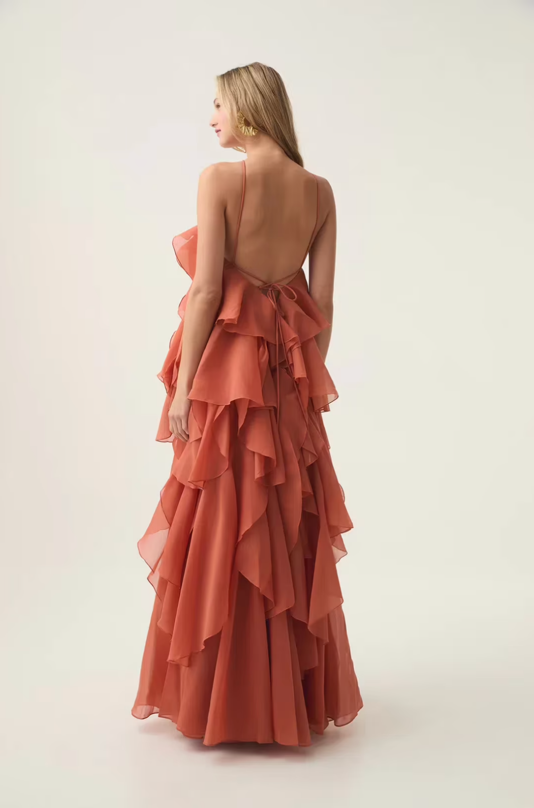 Rosalind | Women's Chiffon Tiered Ruffle Halter Neck Maxi Dress Carol & Margaret Wilmington