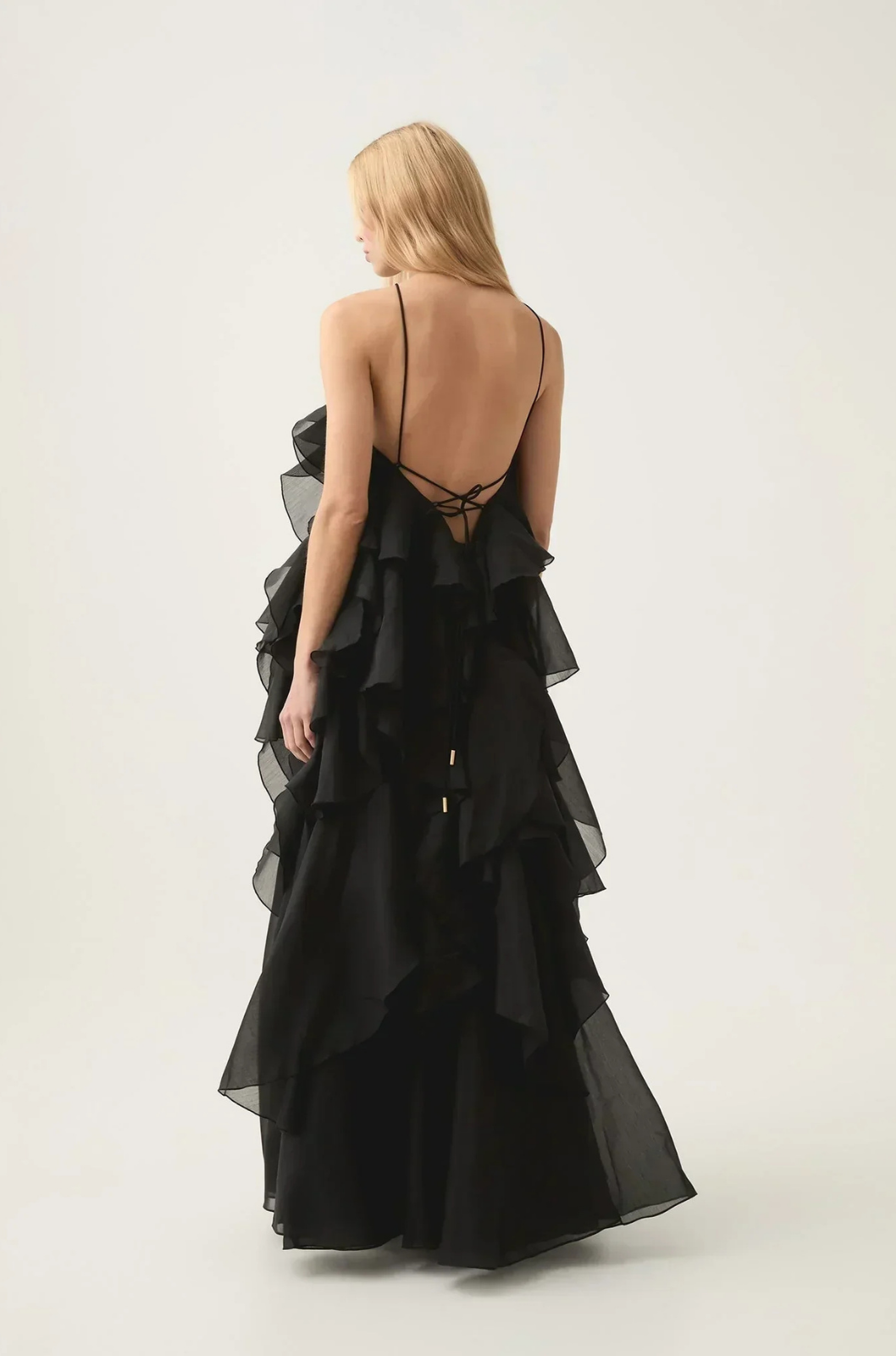 Rosalind | Women's Chiffon Tiered Ruffle Halter Neck Maxi Dress Carol & Margaret Wilmington