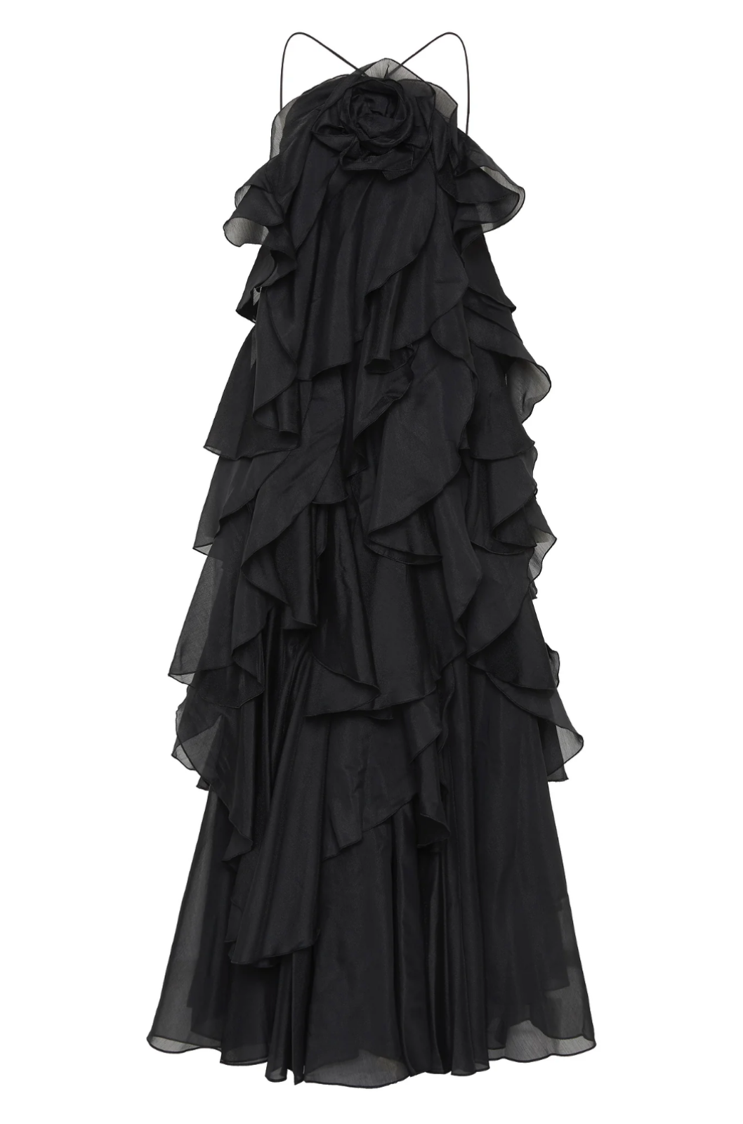 Rosalind | Women's Chiffon Tiered Ruffle Halter Neck Maxi Dress Carol & Margaret Wilmington