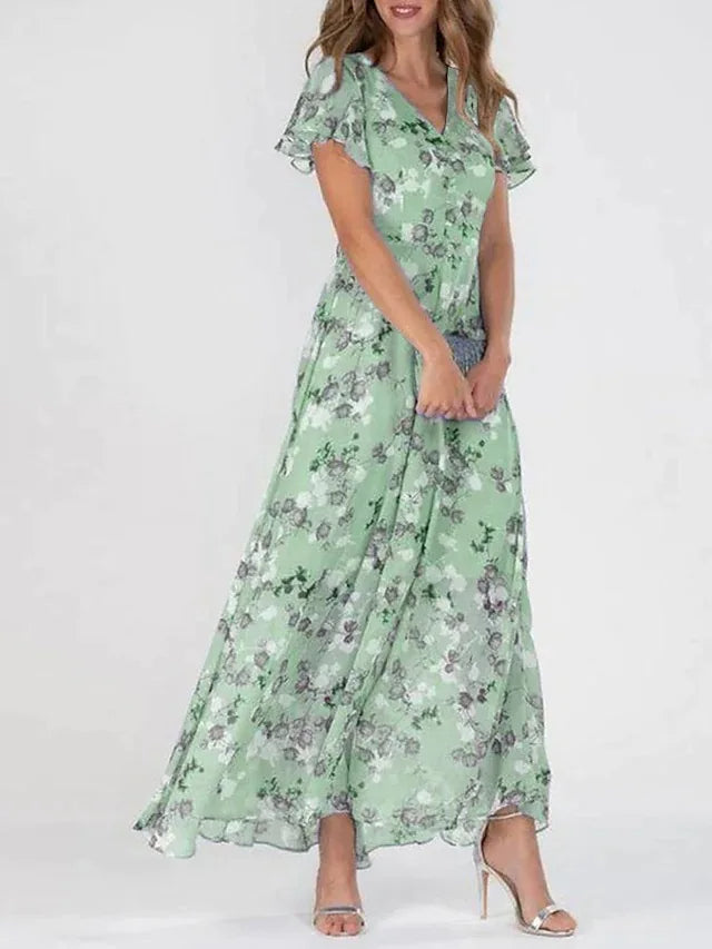 Rosette | Women's Elegant Chiffon Floral Flutter Maxi Carol & Margaret Wilmington