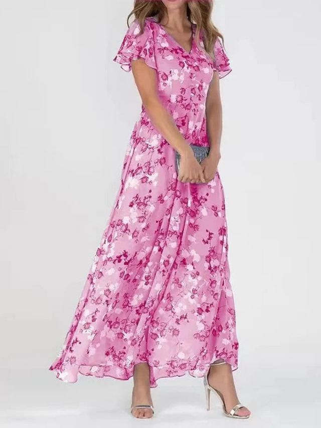 Rosette | Women's Elegant Chiffon Floral Flutter Maxi Carol & Margaret Wilmington