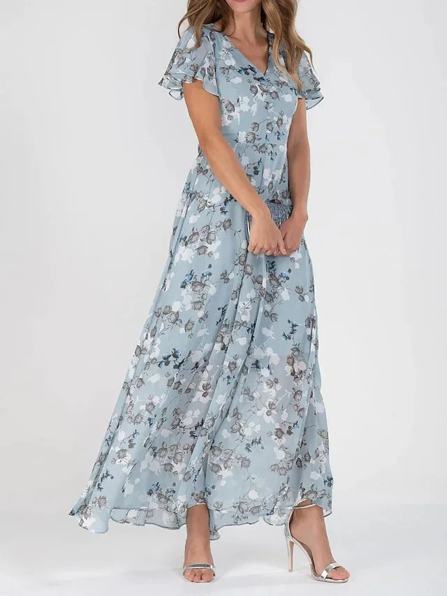 Rosette | Women's Elegant Chiffon Floral Flutter Maxi Carol & Margaret Wilmington