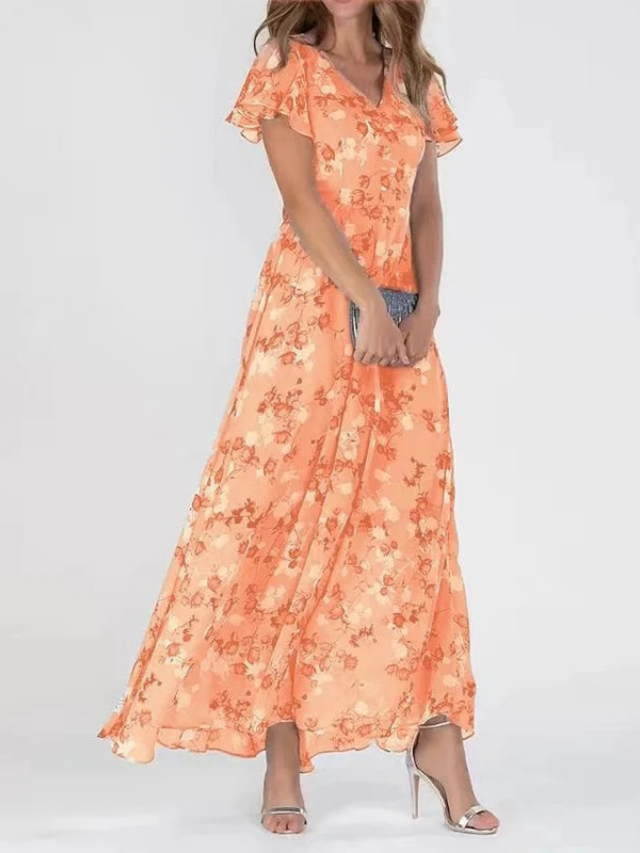 Rosette | Women's Elegant Chiffon Floral Flutter Maxi Carol & Margaret Wilmington