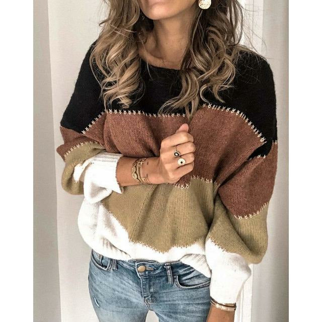 Nadia | Women's Color Block Striped Knit Sweater