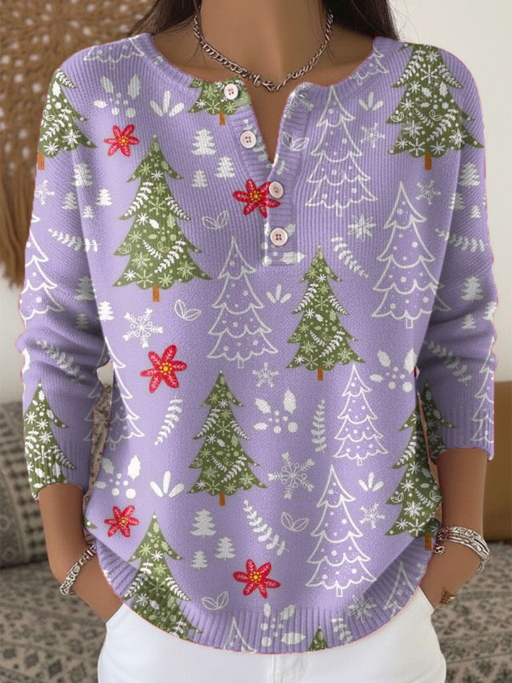 Paola | Women's Festive Patterned Henley Blouse