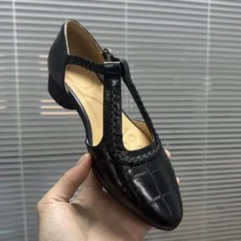 Roslyn | Women's Leather Braided Cutout Low Block Heel Mary Jane Carol & Margaret Wilmington