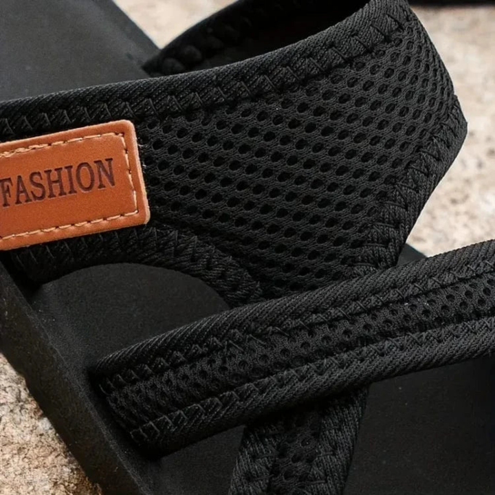 Rowan | Women's Breathable Mesh Crossover Toe Ring Flat Slides Carol & Margaret Wilmington