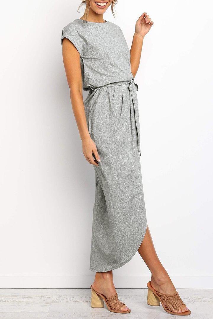 Rowena | Women's Chiffon Cap Sleeve Belted Wrap Midi Dress Carol & Margaret Wilmington