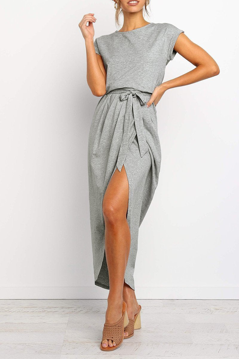 Rowena | Women's Chiffon Cap Sleeve Belted Wrap Midi Dress Carol & Margaret Wilmington