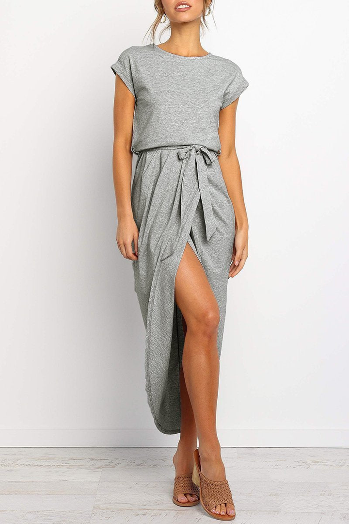 Rowena | Women's Chiffon Cap Sleeve Belted Wrap Midi Dress Carol & Margaret Wilmington