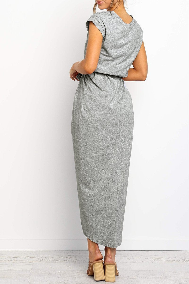Rowena | Women's Chiffon Cap Sleeve Belted Wrap Midi Dress Carol & Margaret Wilmington