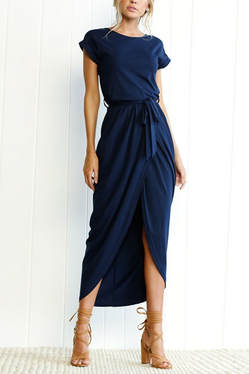 Rowena | Women's Chiffon Cap Sleeve Belted Wrap Midi Dress Carol & Margaret Wilmington